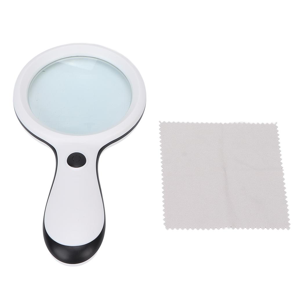 Handliche Leselupe LED-Lupe 10-fach 88mm zum Lesen von Büchern und ZeitungenWeiß