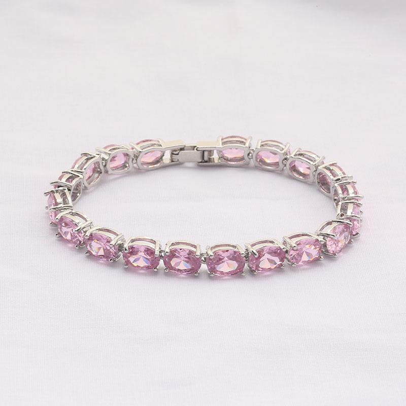 

Rose Gold Bracelet for Women Bangles Ins Hot Sale Fine Jewelry Multicolor Fashion Popular Water AAA Zircon Bracelets 17cm розовый