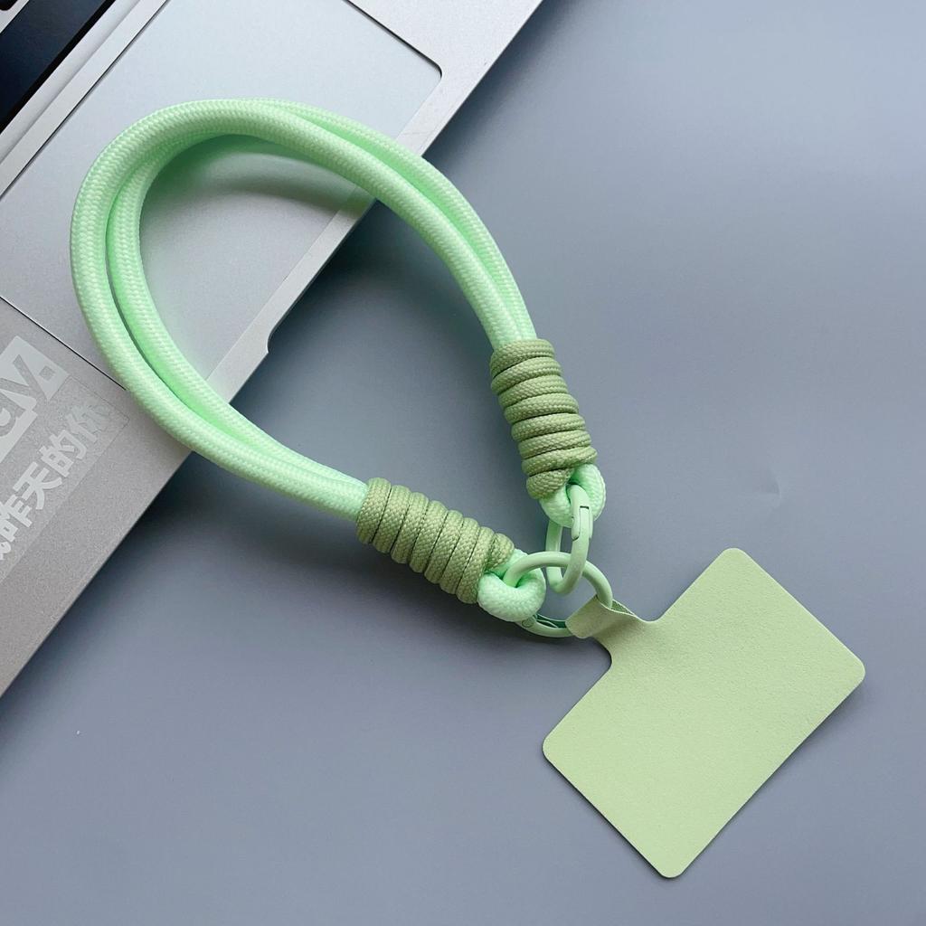 Macaron-Farbe Kurzes Handy-Lanyard Handy-Pad Doppelkopf Anti-Verlust Handgewebt Unisex Handgelenkband Kette Anhänger Lanyard