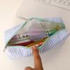 Stripe Design Pen Bag Seersucker Pen Pouch Simple Stationery Organizer  Back to School