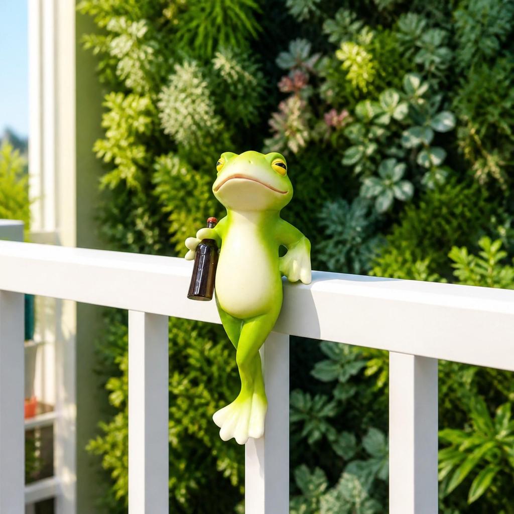 Decorative Cartoon Frog Ornament Animal-Themed Resin Figurine Colorful