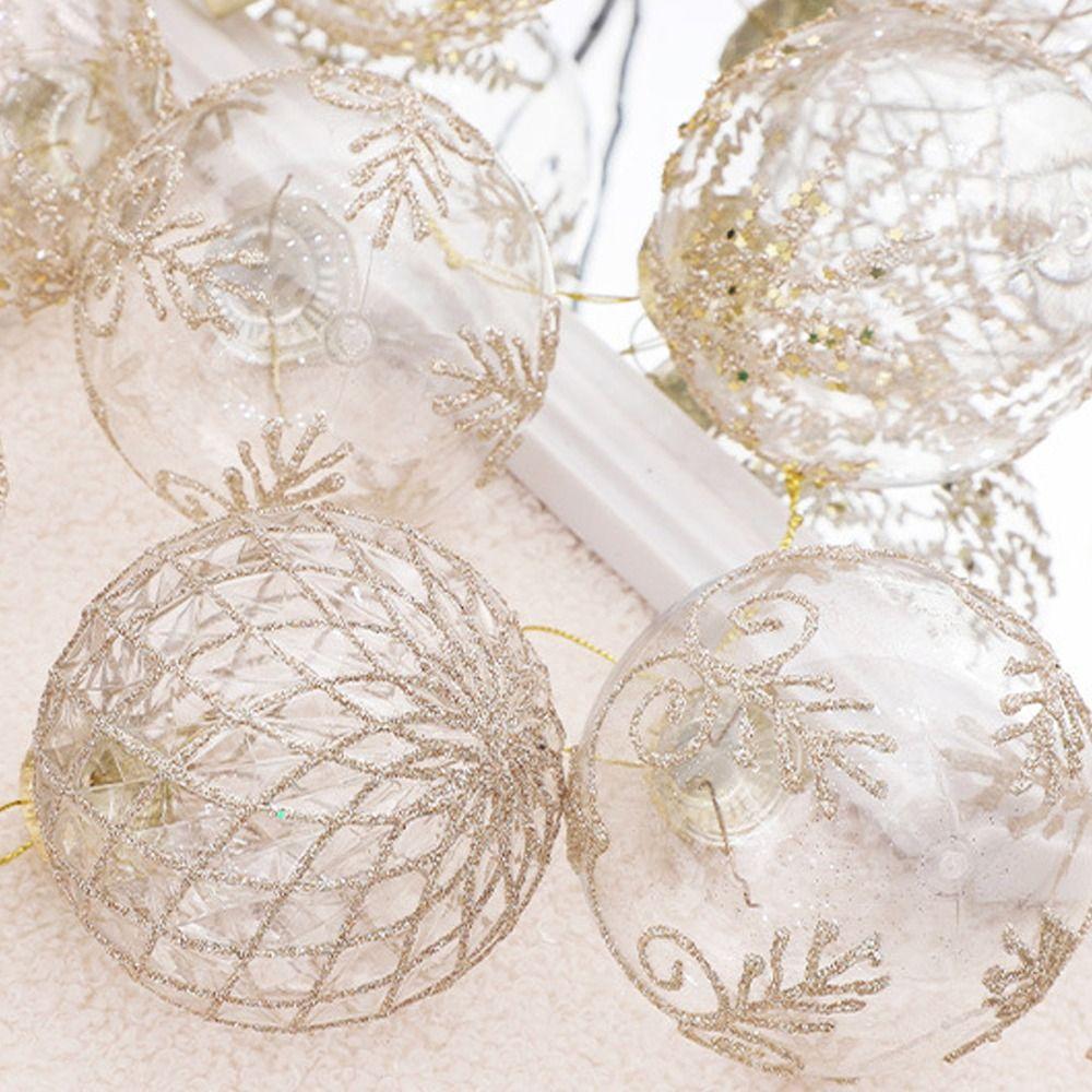 9pcs Transparent Painted Christmas Balls Ornament PET Christmas Tree Pendant Home Xmas Decor
