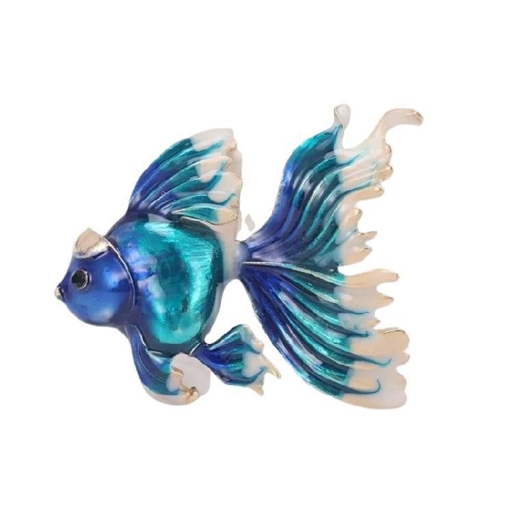 Goldfish Design Brooch Trendy Fish Pendant Lapel Pin Accessory Metal Enamel Detailing Clothing Accessories