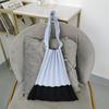 Shopping Bag Pleats Design Fold Contrast Color Wool Knit Shoulder Handbag Organ Bag Women Patchwork