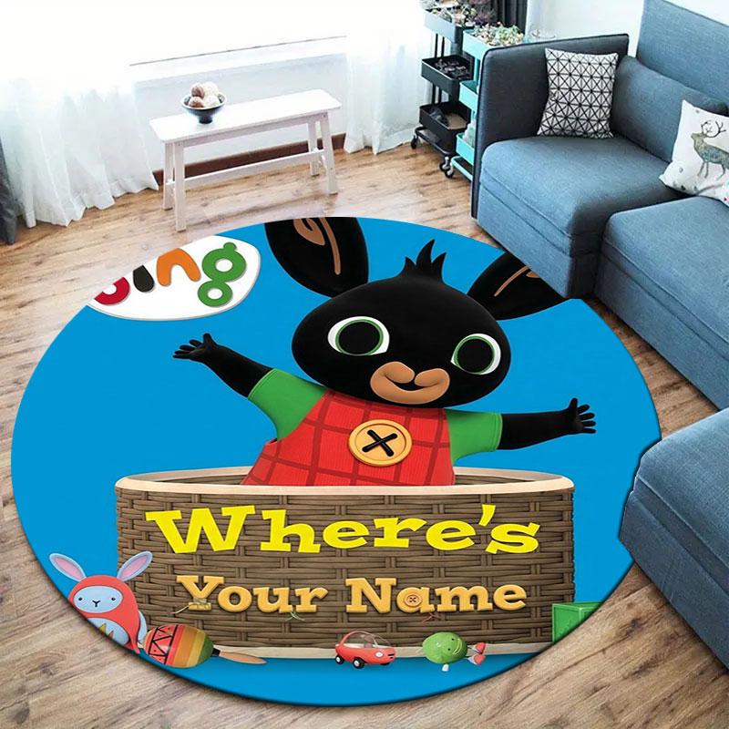 Bing Custom Name Round Area Rug,Carpet Rug for Living Room Bedroom Sofa Playroom Decor,Non-slip Floor Mat