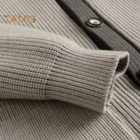Men Sweater Coat Thick Colorblock Button Closure Turn-down Collar Knitted Loose Keep Warm Jacket Autumn Winter Cardigan Outerwear