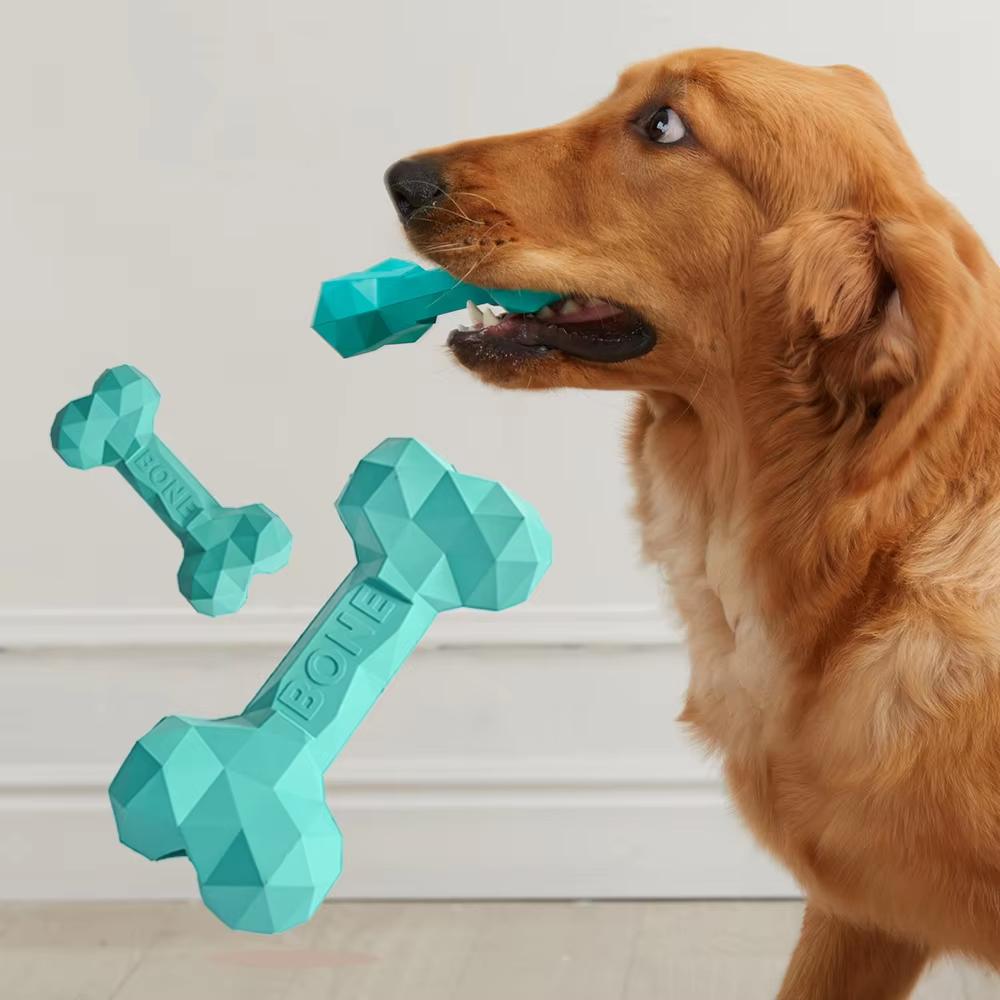 Rubber Simple Eco-Friendly 5cm Ball Bone Shape Design Multi-functional Pet Dog Chew Toy for Bite Training Chewing Resistance