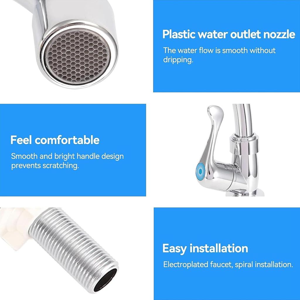 Single Handle Kitchen Faucet, High Arc Single Hole Kitchen Sink Faucet Water Sink Faucet with Plastic Outlet Nozzle Cold Water Faucet for Kitchen