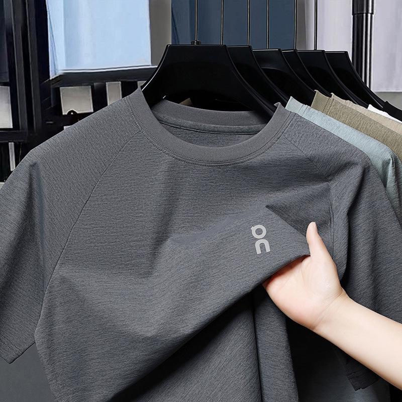 

Мужская летняя повседневная футболка с круглым вырезом и коротким рукавом - Мода для среднего возраста, Универсальный и дышащий топ 2XL серый