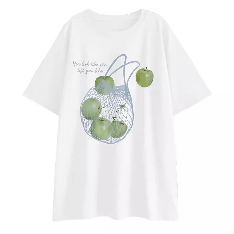 

Summer Maternity Cotton T-Shirt: Mid-Length Short Sleeve, Thin Trendy Design, Belly Covering for Pregnant Moms M [90-115 lbs]