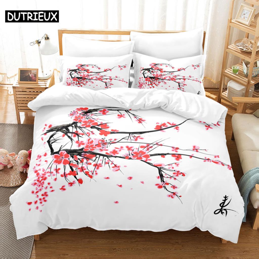Floral Duvet Cover Sets Double Bed Scenic Quilt Cover Single Bed Queen Bedding Set With Pillowcase 220X240Cm 3Pcs 2Pcs Polyester