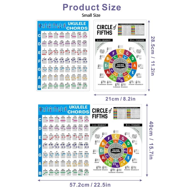 Kind Laminiertes Ukulele Akkorddiagramm, Quintenzirkeldiagramm, Ukulele Akkorddiagramm Akkorde Spickzettel Ukulele Akkordposter