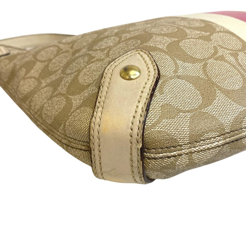 Coach F13193 Signature Canvas Shoulder Bag Beige Canvas Women Used
