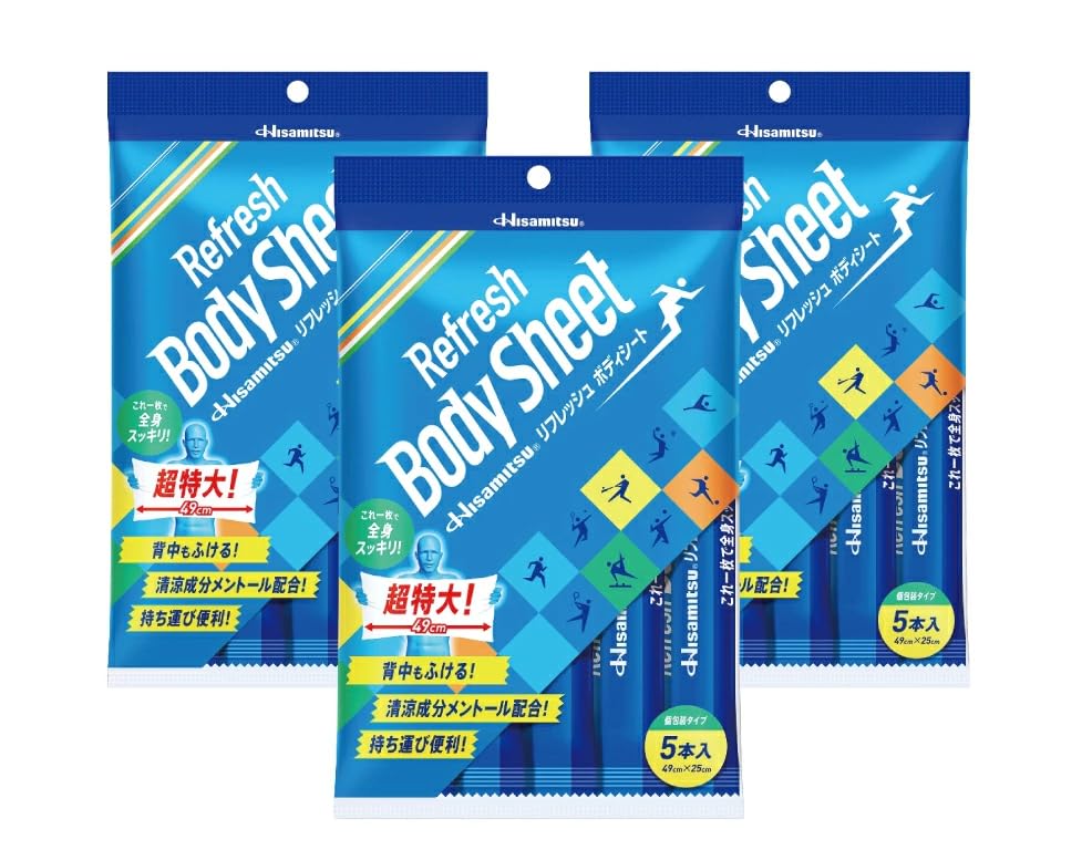 

Hisamitsu Refresh Body Sheet 5 pieces x 3 extra large sweat wipe individually 49cm that can be worn around the heat disaster prevention emergency