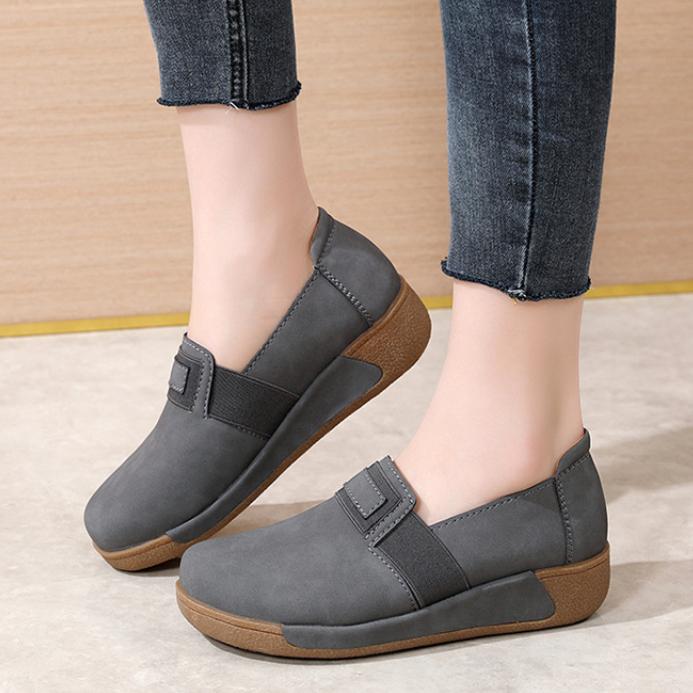 Tendon Soft-soled Non-slip Women's Shoes, Mother's Single Shoes, Spring and Autumn One-step Casual Mid-heel Wedges