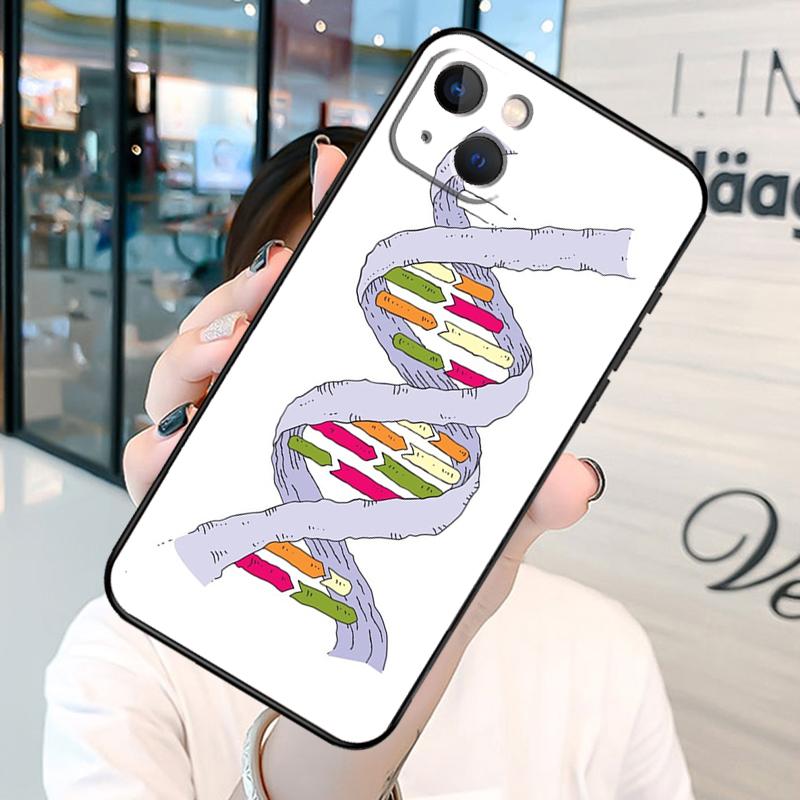 Retro DNA Wissenschaft Illustration Handyhülle Für iPhone 13 12 Mini 11 14 15 16 Pro Max Plus X XS Max XR Hülle Schale