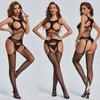 Fishnet Hot Erotisk dameundertøy Bodysuits Catsuit Dame Transparent Åpent skritt Sex-klær Se gjennom kroppsstrømper Mesh