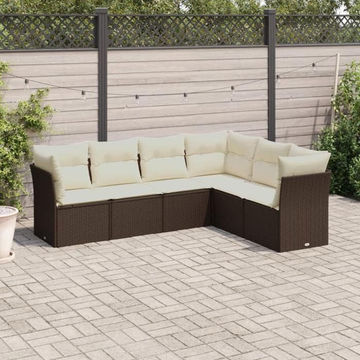 VidaXL Garden Lounge Set with Cushions 6 Pcs, Patio Sofas, Patio Furniture Set, Outdoor Furniture, Brown 3249522