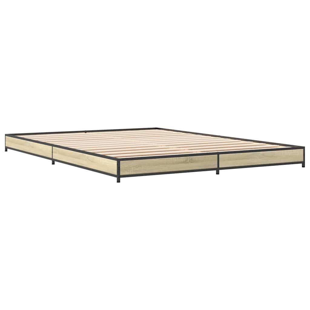 Bed Frame In Sonoma Oak Finish 120 X 200 Cm Made of Engineered Wood and Metal