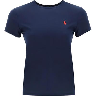 Polo Ss23 Solid Logo Embroidered Crew Neck Short Sleeve T-Shirt Women T-Shirts Blue 211898698-006