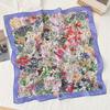 Square Printed Silk Scarf Pastoral Style Floral Kerchief Headband Cotton Linen Square Scarf  Female