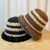 Colorful Knitted Woolen Hat for Women in Winter Large Head Circumference Thickened Warm Plush Hat Versatile Face Showing Small Basin Hat