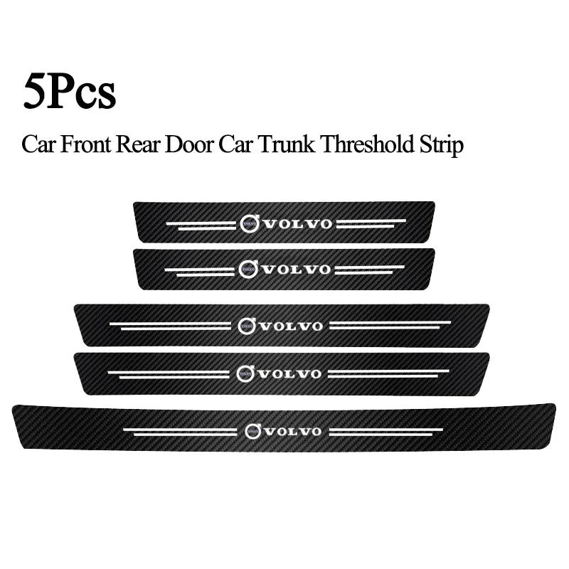 1/4/5PCS Carbon Fiber Car Doorsill Fender Sticker Is Suitable for Volvo XC60 XC 60 Leather Carbon Fiber Decor Decal Threshold
