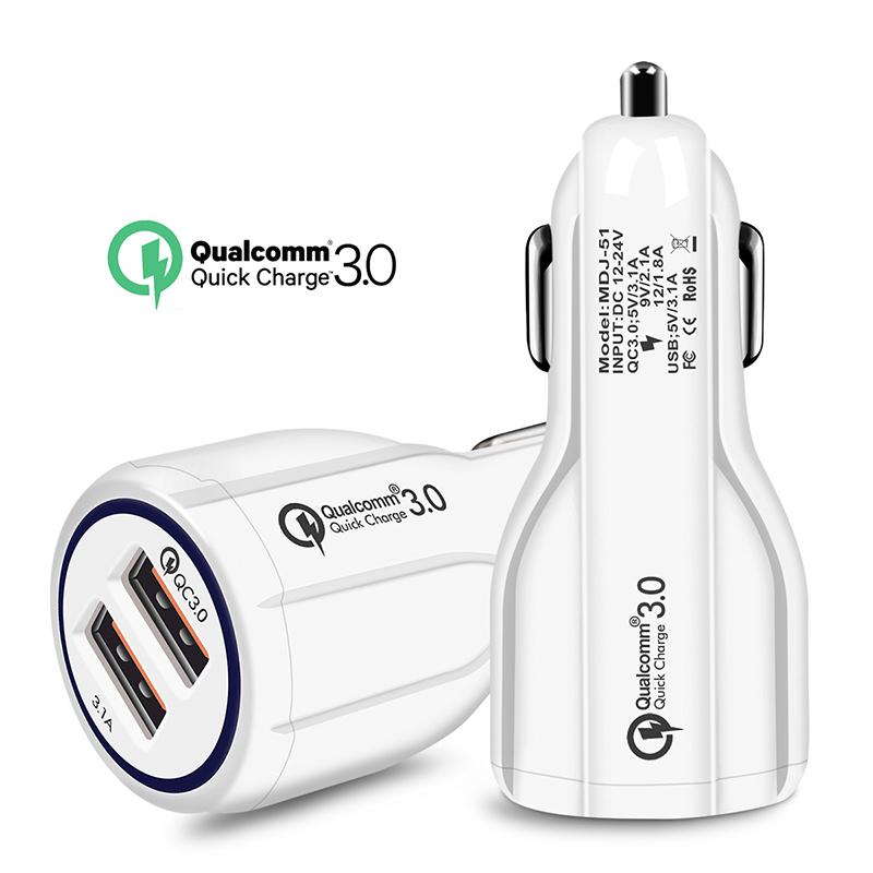 Quick Charge 3.0 Car Charger 2 Ports USB Fast Dual Adapter for Phone