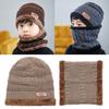 Fashion Elastic Adult Women Men Soft Scarf Hats Set Beanie Hat Thick Warm Knitted Cap