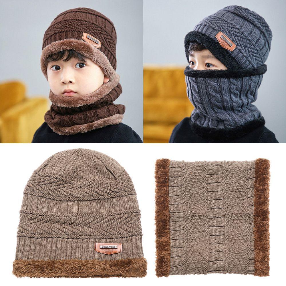 Fashion Elastic Adult Women Men Soft Scarf Hats Set Beanie Hat Thick Warm Knitted Cap