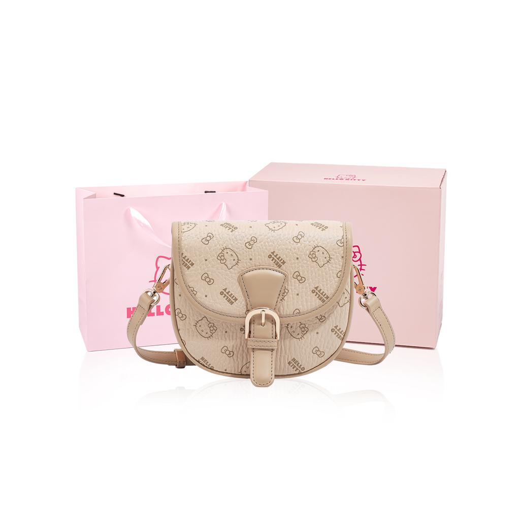 New Sanrio Hello Kitty PU Saddle Bag, Shoulder Bag, Crossbody Bag Regular Women's Pink/Brown/Milk Tea SHHF41516