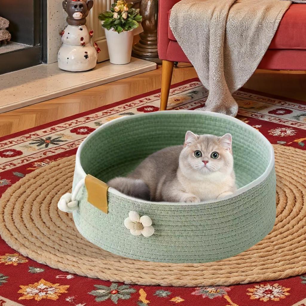 Cat Basket Bed Kitten Bed Nest For Indoor Cats Scratching Pad Pet Supplies For Puppy Office Bedroom Living Room Car Desk Window