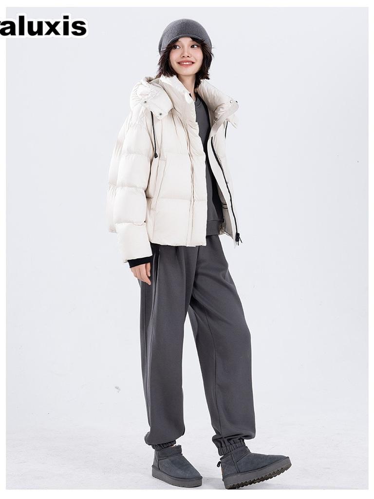 Neue Winter Damen Koreanischer Stil Kurze Kapuzen Daunenjacke Baumwolle Jacke Lässig Locker Dick Warm Mantel