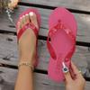 2025 new women's flip-flops flat-bottomed beach toe rubber sole solid color casual and lightweight 1.5cm slippers
