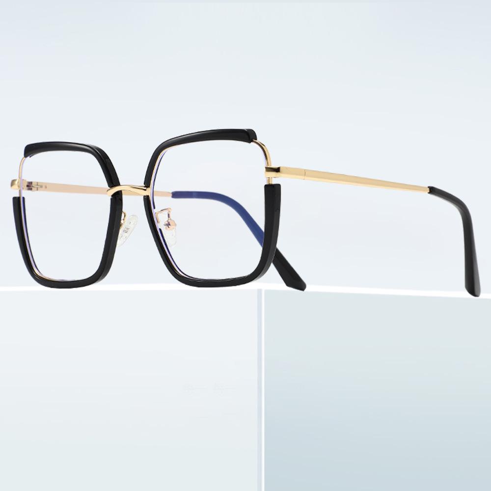 Trendy European & American Style Color-Block Large Frame Women's Glasses - Photochromic Anti-Blue Light.