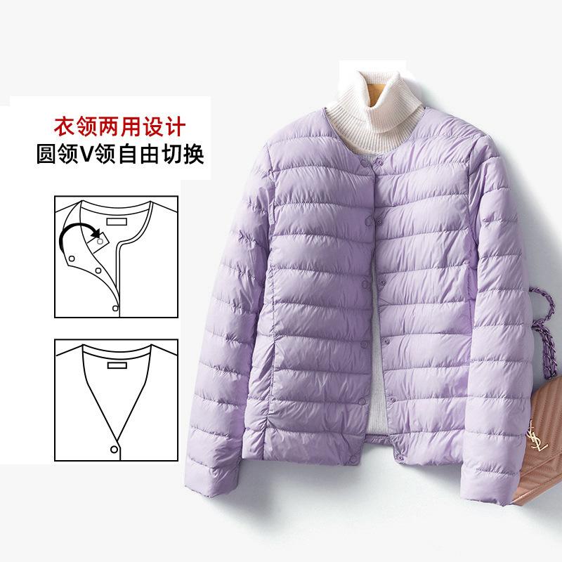 Light down jacket women's liner short round neck inner and outer wear thin women's clothing portable collarless jacket
