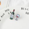 Mini Cute Wine Glass Wine Bottle Brooch Enamel Pin Fashion Badge For Lovers Friends