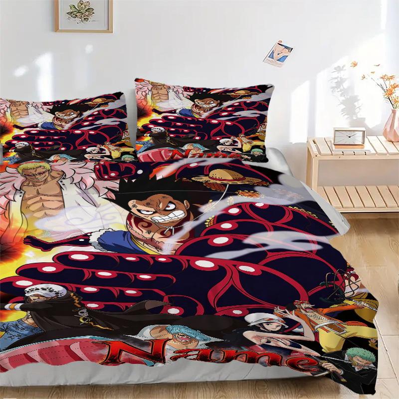 Individuelle O-One Piece Bettwäsche 3-teiliges Set HD-Druck Bettbezug Kissenbezüge für Teenager Erwachsene Schlafzimmerdekoration Weihnachtsgeschenk