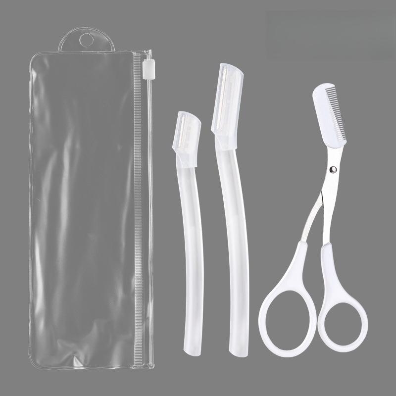 1pc Eyebrow Trimmer Set Stainless Steel Curved Eyebrow Razor Eyebrow Scissors With Comb, Beauty Tool For Beginners Suitable