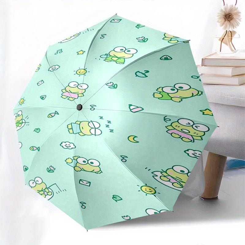 KEROKEROKEROPPI Automatic Folding Umbrella-Simple 8-Rib Design, Bright Cartoon Pattern, Durable Iron Frame, Suitable For Travel, Outdoor, Be