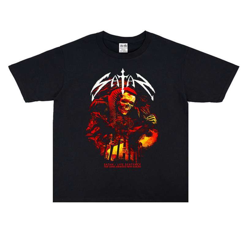 

British Heavy Metal Rock Band Satans Streetprinted Pure Cotton Tshirt Short Sleeves Loose Fit for Both Men and Women S