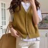 2026 Korean Style V-Neck Sleeveless Slimming Knit Cardigan Vest for Women