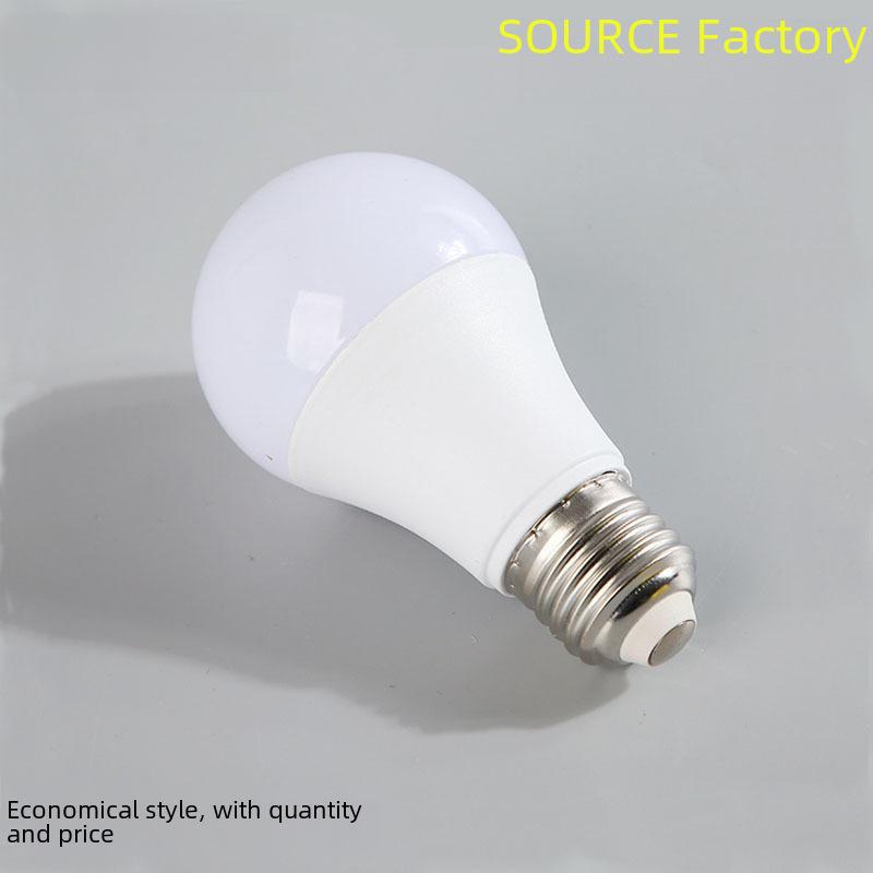 Energy-efficient LED bulb with linear constant current, plastic-coated aluminum design, suitable for household use with E27 screw base.