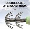 5Pcs Durable Luminous Squid Fishing Lure 3D Eyes Artificial Squid Jig Hook  Sea Fishing