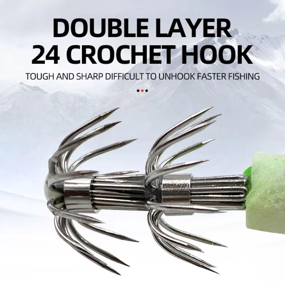 5Pcs Durable Luminous Squid Fishing Lure 3D Eyes Artificial Squid Jig Hook  Sea Fishing