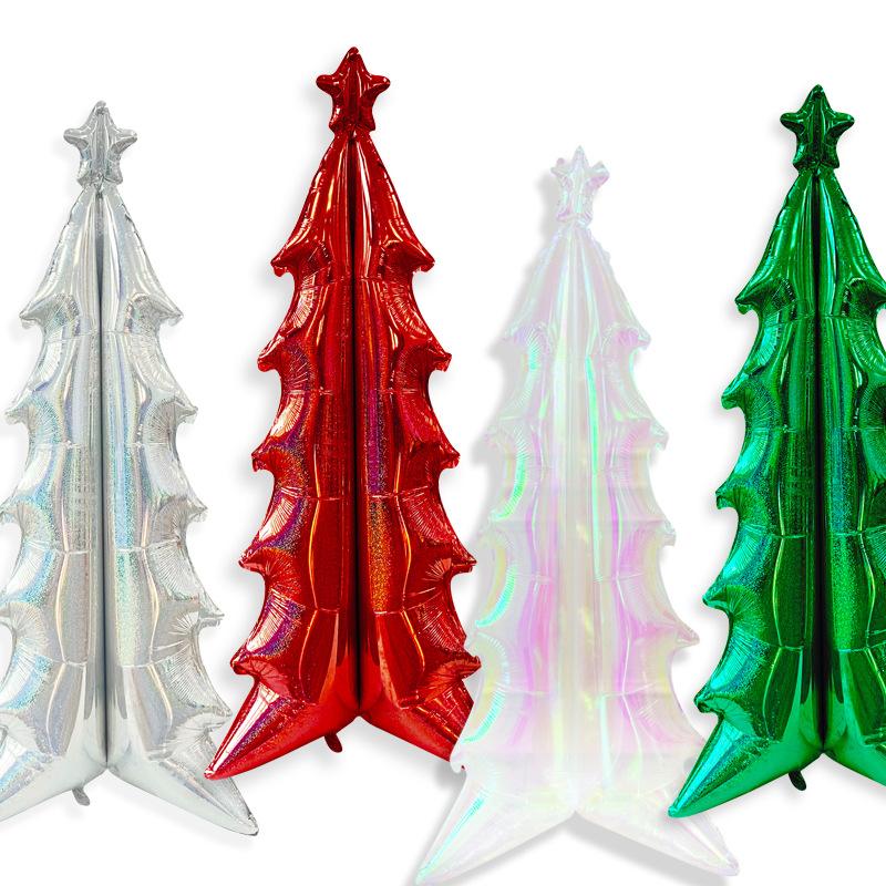 1pc 72 Inch 4D Christmas Tree Style Large-scale Self Standing Aluminum Foil Jumbo Balloon Christmas Themed Party Home Decor
