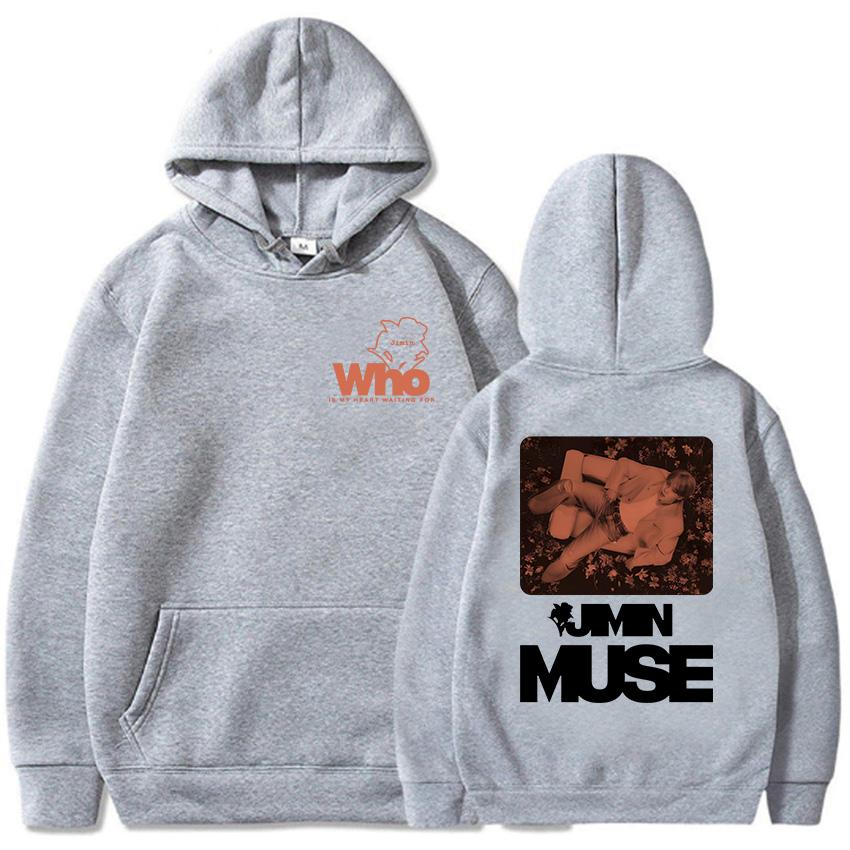 Who Is My Heart Waiting for Jimin Muse Hoodies Korean Fashion Band Hip Hop Sweatshirts for Winter/Fall Women Hoodie Graphic Tops