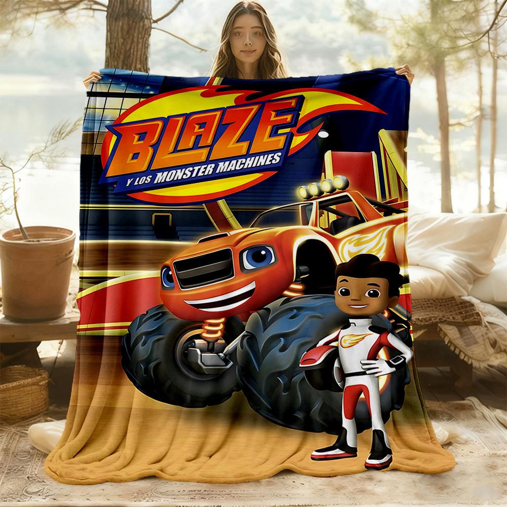 1pc Monster Machines Blaze Outdoor Blanket Lightweight Flannel, Soft & Warm, All-Season Use for Sofa, Outdoor, Camping, Living Room, Office062