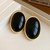 Silver Needle Oval Resin Earrings European and American Fashion Personalized Earrings Women's Retro Versatile Earrings Design Sense Niche