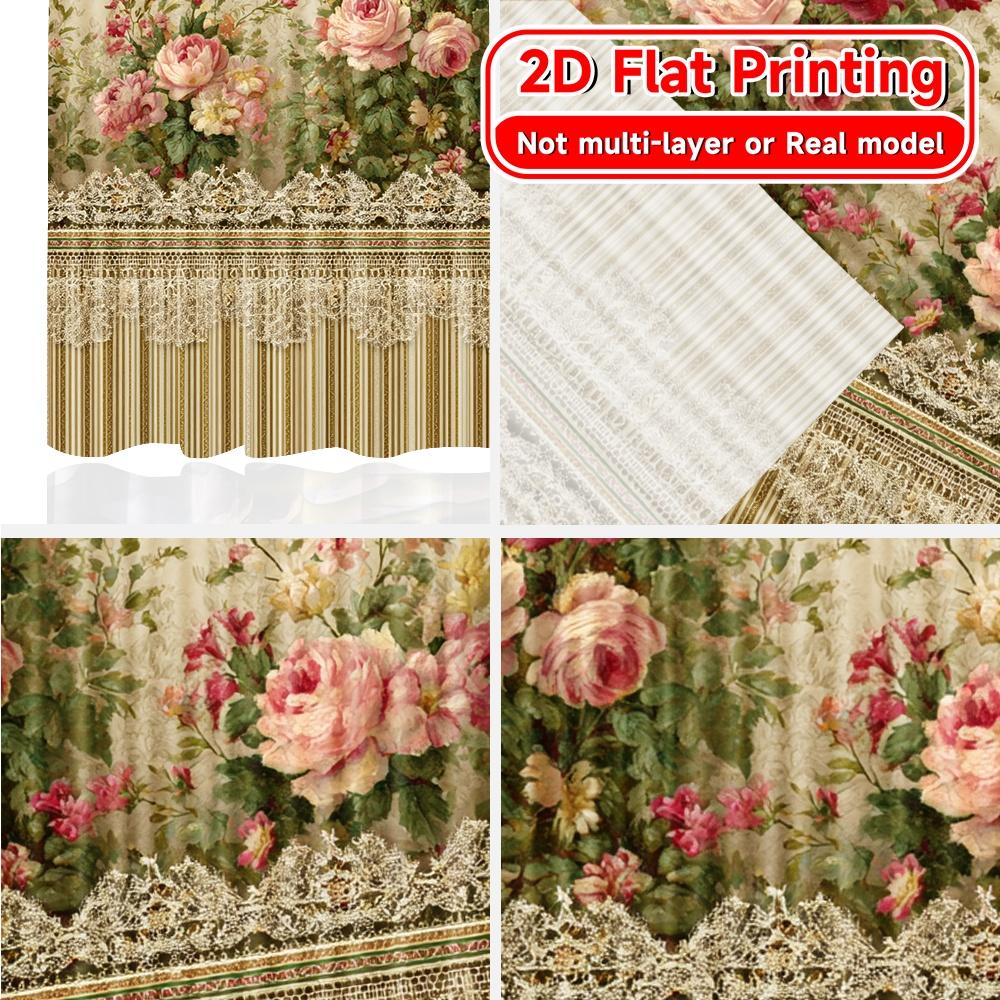Flat Printing Floral Elegance Popular Print Curtains Yarn Outdoor Decorations Suitable Semi Transparent Set Of 2 Made Polyester